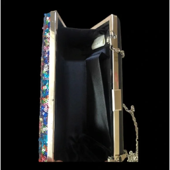 Glitzy Womens Clutch Handbag with Chain - Picture 6 of 6